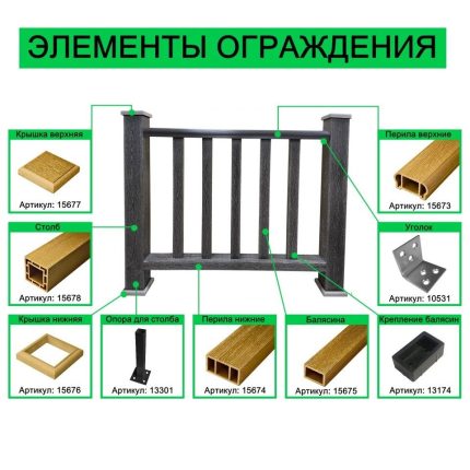 Перила верхние из ДПК Faynag Wood Орех 1500х95х50 мм