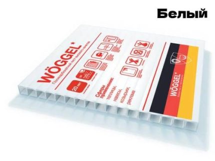 Сотовый поликарбонат 4 мм  Кинпласт Woggel цвет Белый